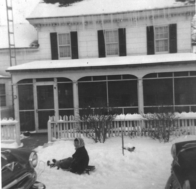 Pam tries out her sled in the yard before heading to one of Milton’s two sledding hills. SUBMITTED PHOTOS